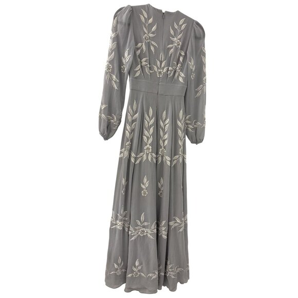 Women's BHLDN Anthropologie Long Sleeve Embroidered Belize Dress Size 0 Wedding - Picture 4 of 11